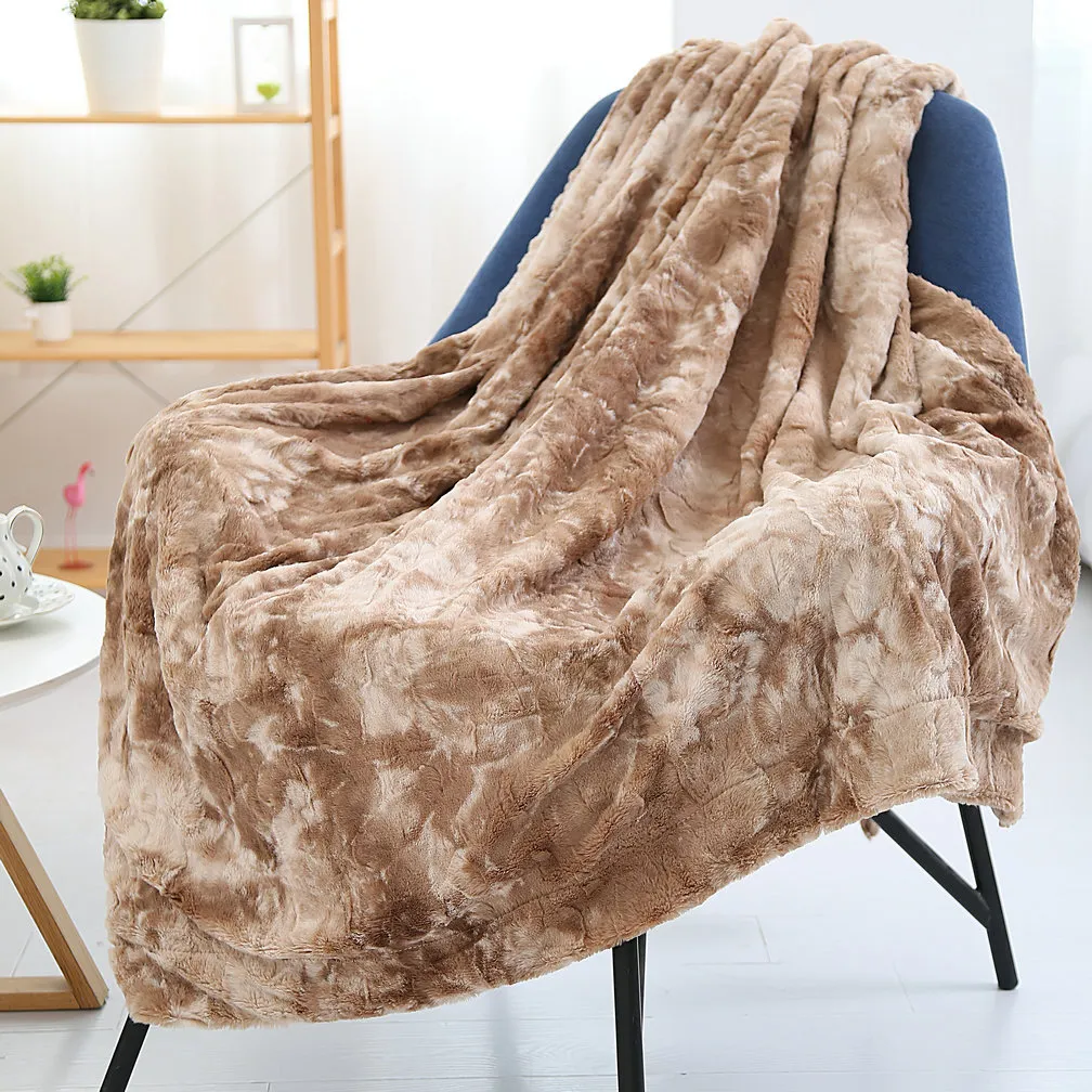 Faux Fur Rzut koc hipoalergiczny koc do łóżka Couch super miękki lekki luksusowy, przytulny, puszysty pluszowy koc 253m