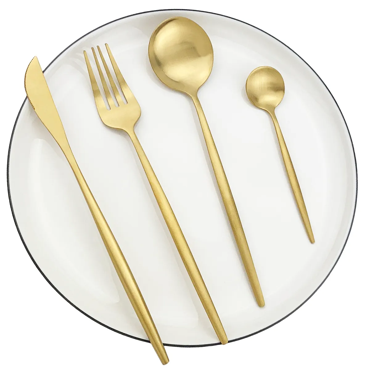 Bianco Gold Gold Dinnerwardware Set 304 Acciaio inox Acciaio inox Forcella Cucchiaio Stringware Posate Set da cucina Flatware Set di stoviglie Set 201116