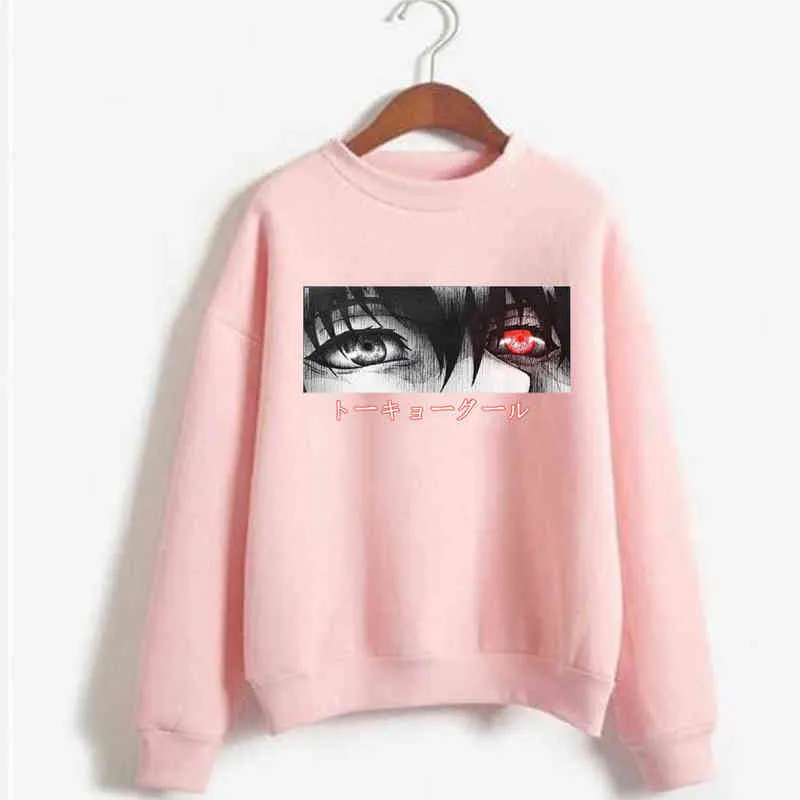 Felpa Harajuku Felpe con cappuccio donna/uomo Anime giapponese Tokyo Ghoul Eyes Graphic Felpa con cappuccio H1227