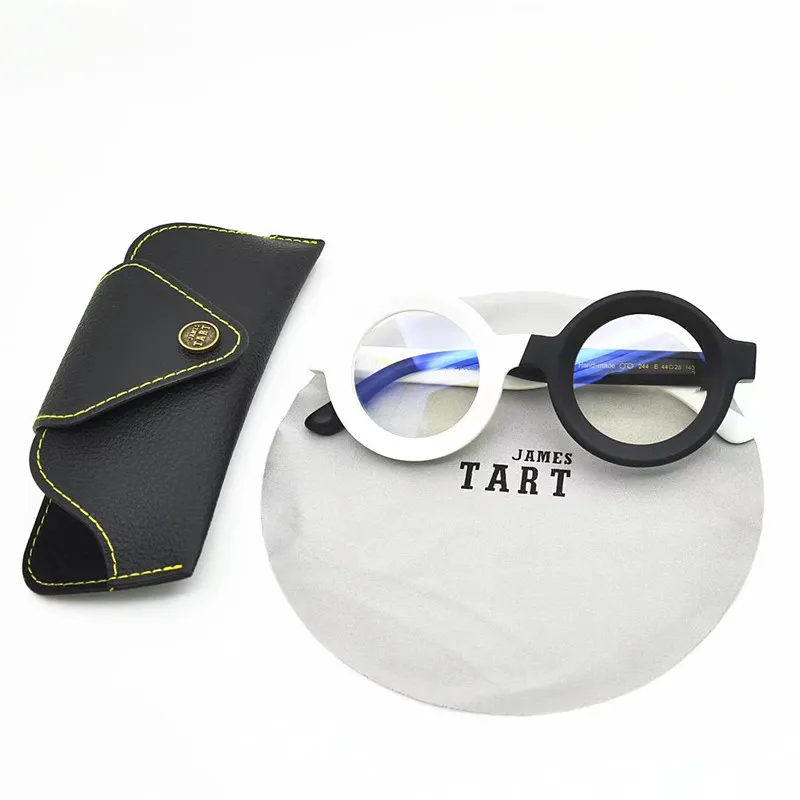 James Tart 244 Optiska glasögon för unisex retro stil anti-blue ljuslinsplatta runt full ram med box203q