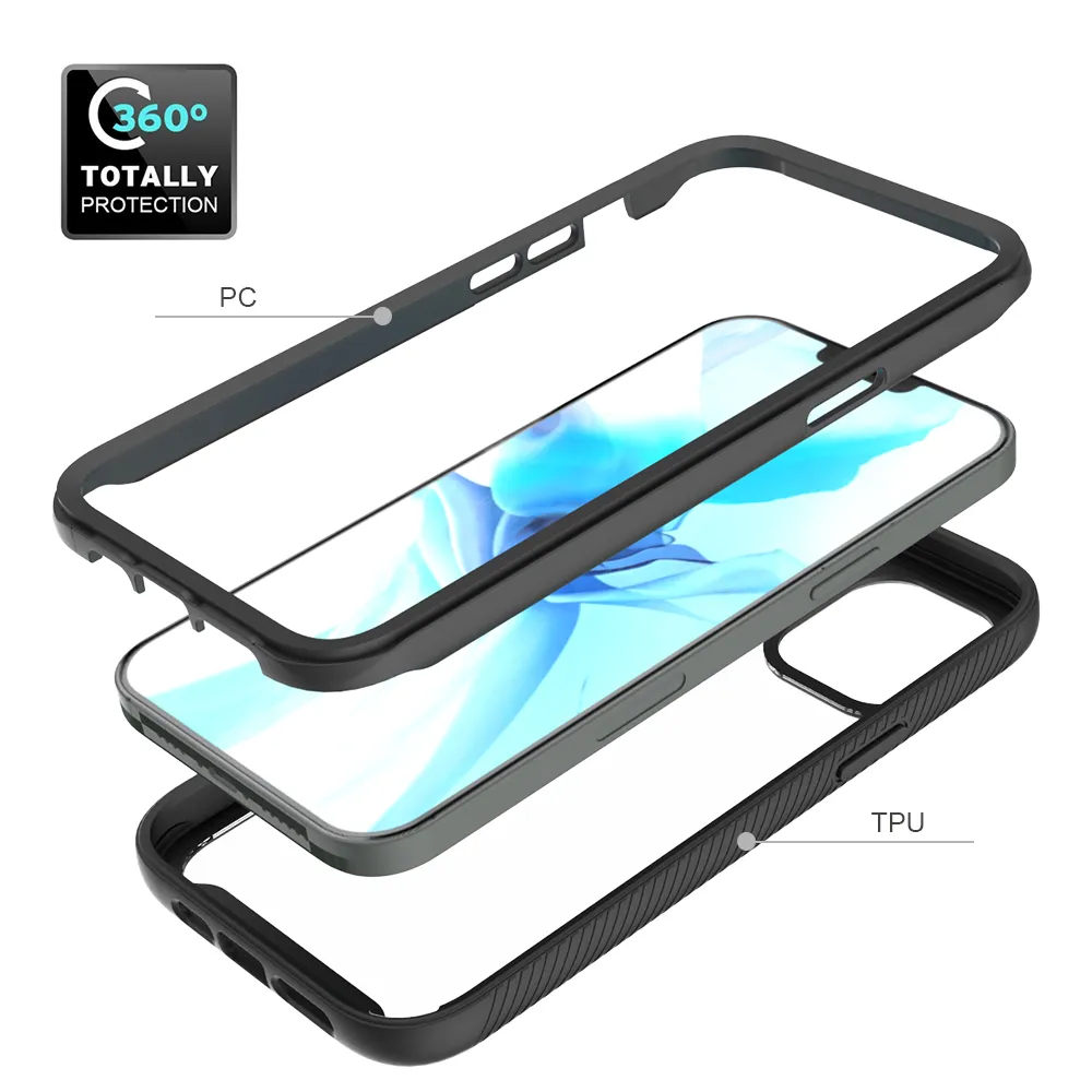 Hybrid Hard + TPU caso para iPhone 12 Pro Max choque à prova de choque 2 em 1 caso para Apple iPhone 12 Pro / iPhone 12 Max Shield Transparente