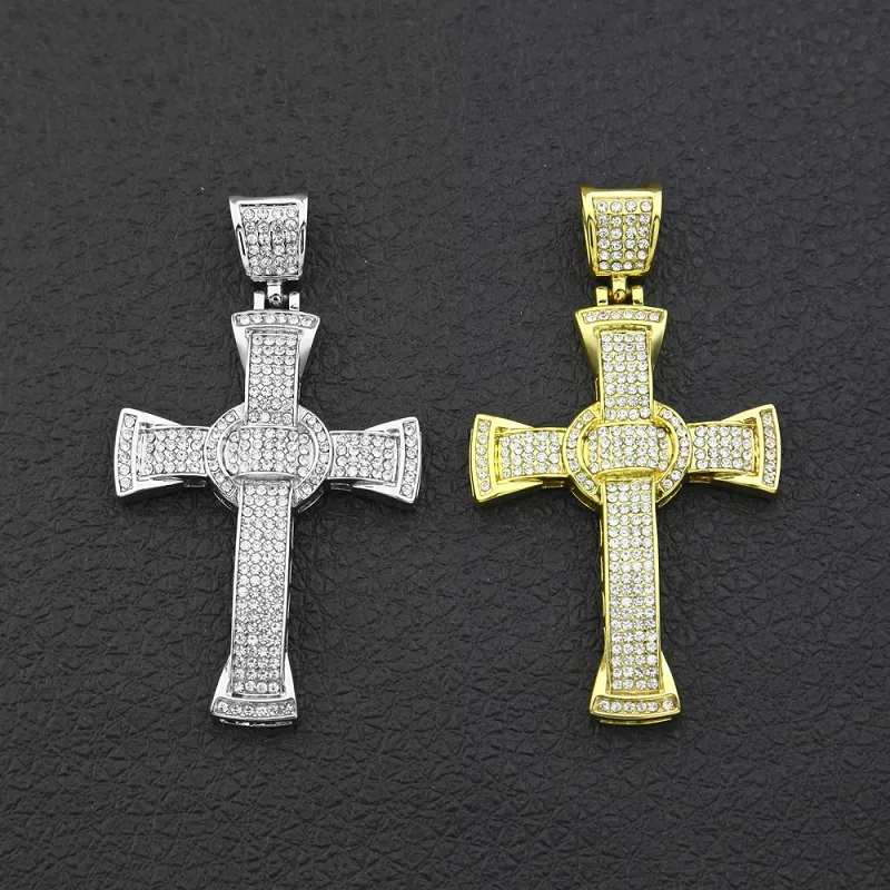 Bling Bling Rhinestone Jezus Krzyż Naszyjnik Dla Mężczyzn Kobiety Utwardzone Kryształ Hip Hop Marked Out Naszyjnik z 5mm * 70 CM Kubańska Łańcuch Biżuteria