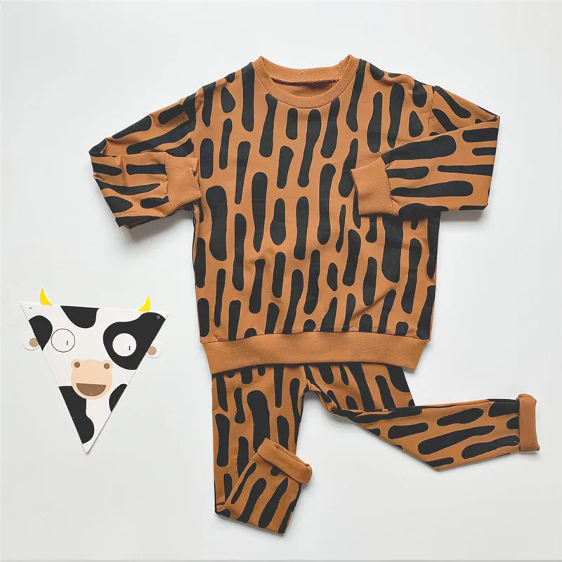 EnkeliBB Kinder Frühling Langarm Leopard Print Sweatshirt und Hosen Sets Stilvolle Trends Jungen Mädchen Kleidung Outfit Kinder Sets LJ201202