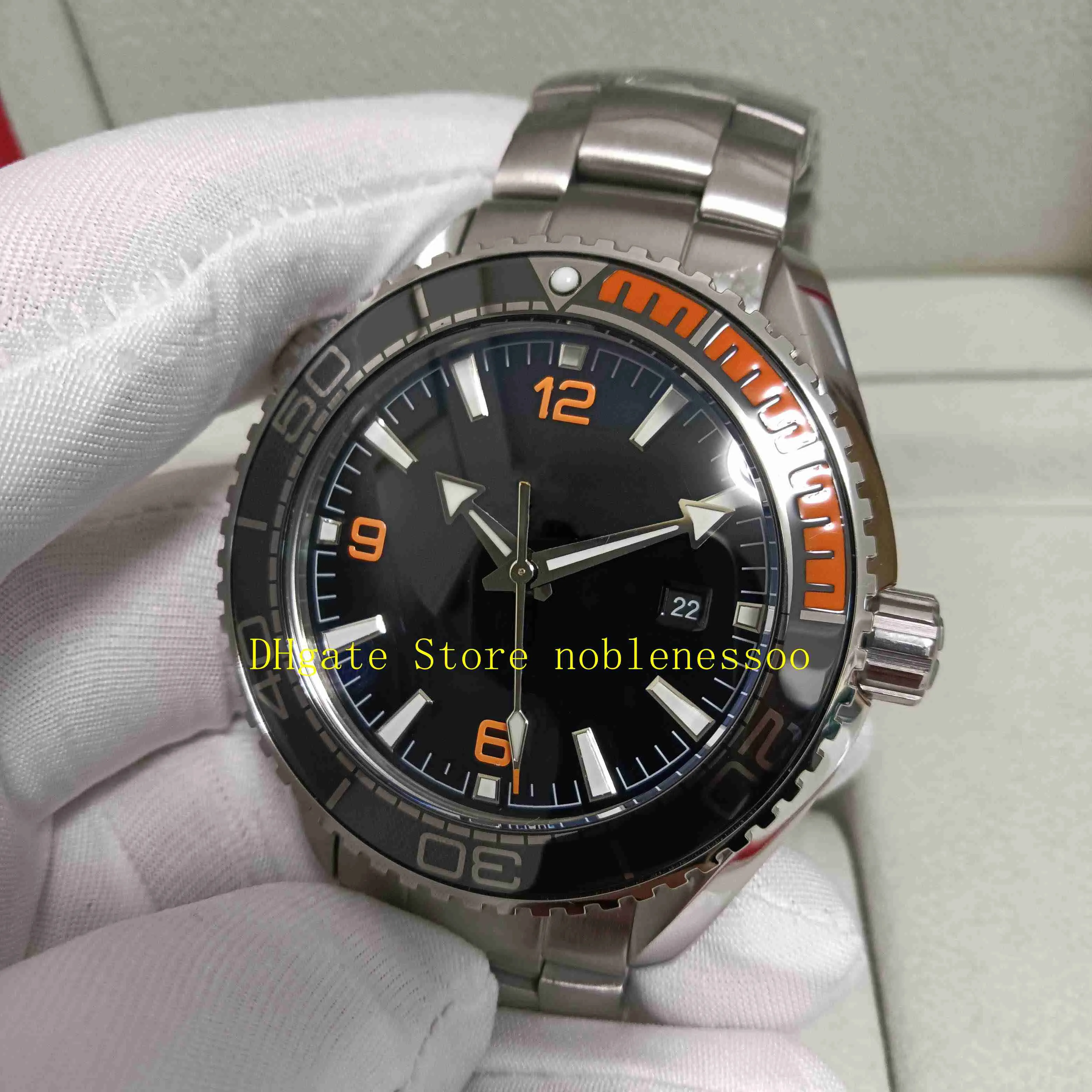 Real Po Cal 8900 Watch Men's Top Quality Black Dial 600M Orange Ceramic Bezel Stainless Steel Bracelet Mens Sport 260k
