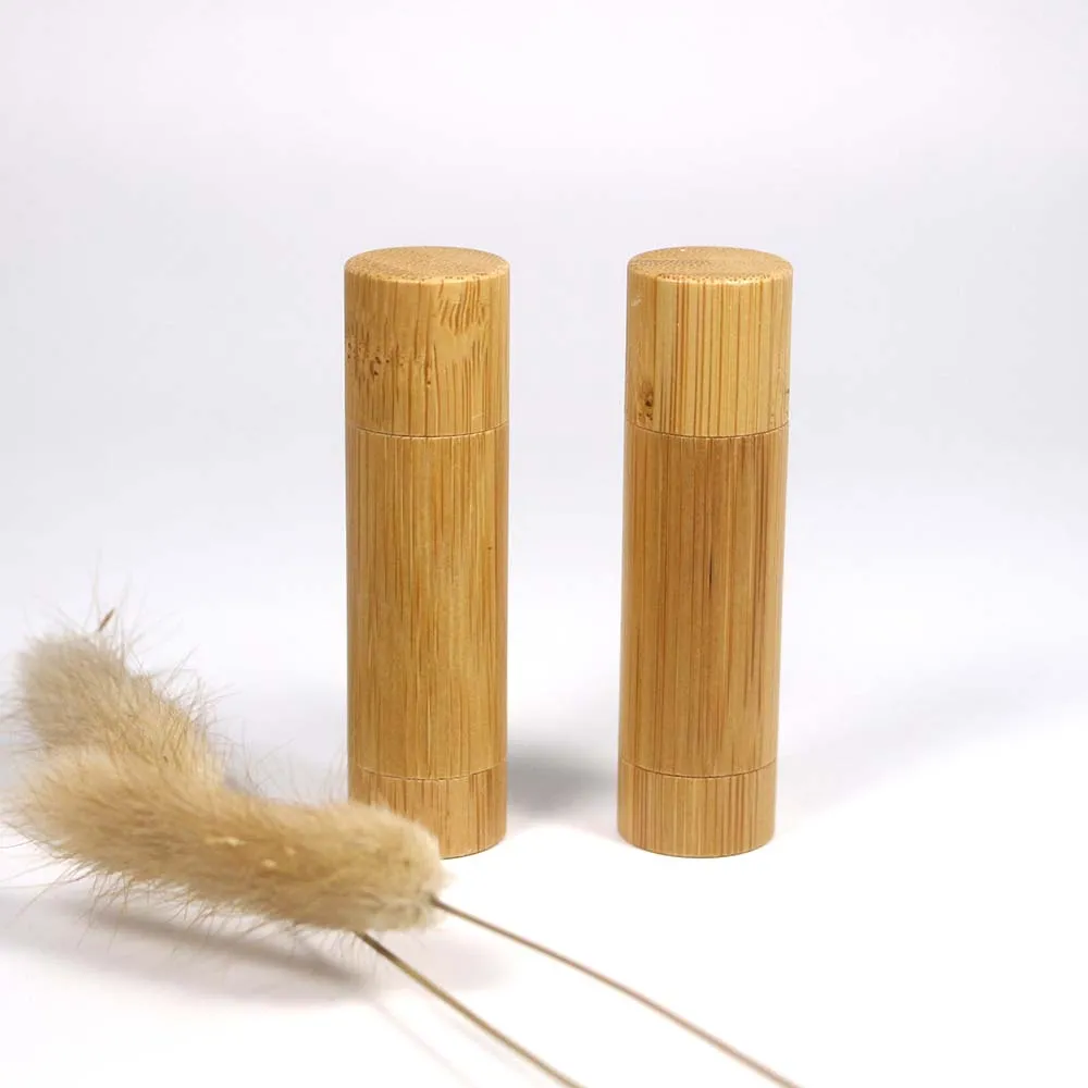 5 pièces rond naturel bambou baume à lèvres conteneur rouge à lèvres Tube bricolage cosmétique maquillage rouge à lèvres tube