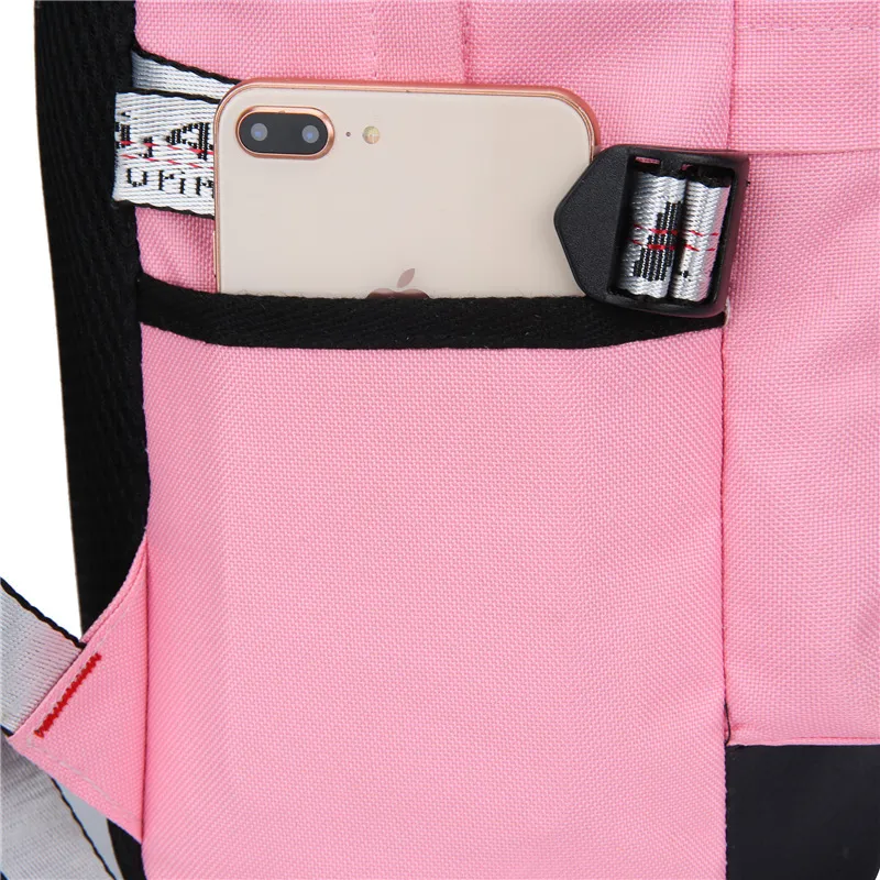 Rosa USB -ryggsäckar kvinnor skola ryggsäck för tonårsflickor skolväska stor canvas middle high college student bagpack lJ201225