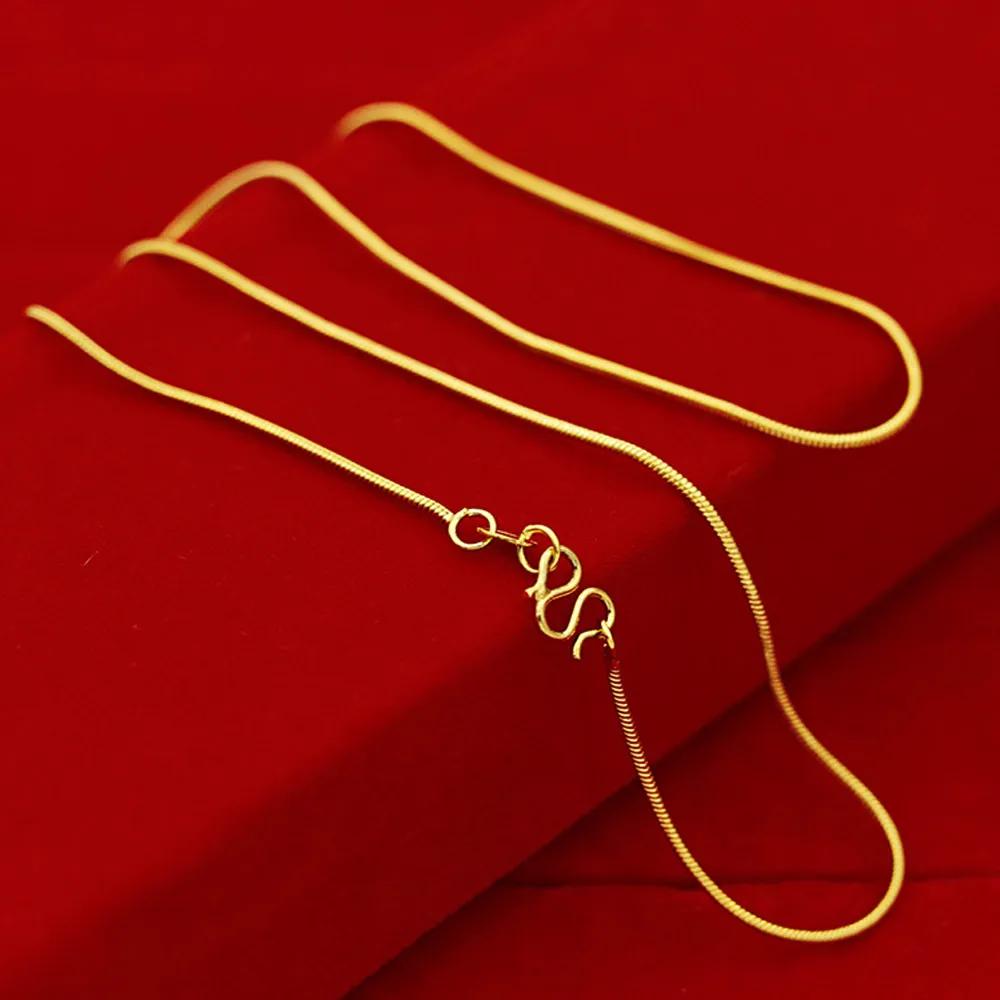 女性用の本物の18Kイエローゴールドカラーネックレス
