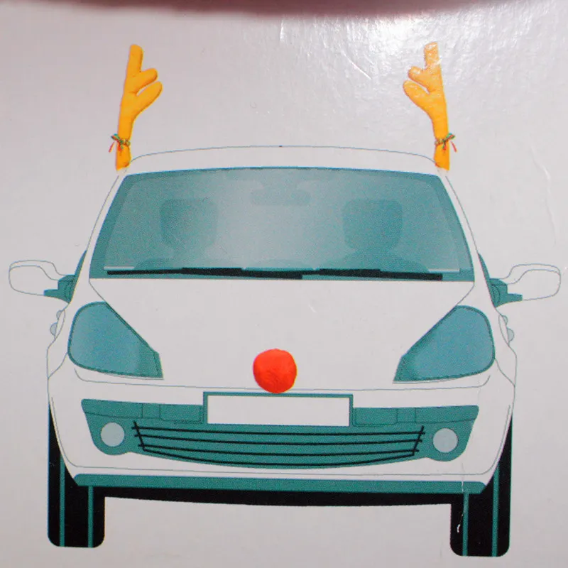 Автомобильная крыша шикарный лось роговой рождественский оголовье для автомобиля ухо творческие рождественские украшения красный нос новый год декор крутой автомобиль Devore 201127