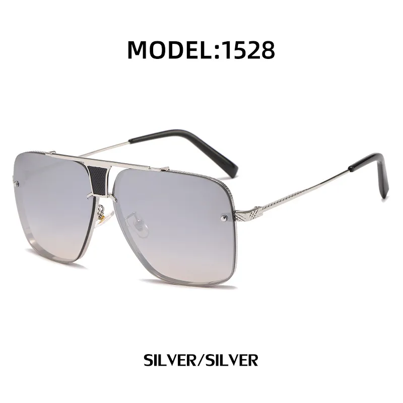 Neue Retro-Design-Sonnenbrille für Männer mit quadratischem Rahmen, Gitter, dekoratives Metallnetz, rote Farbtöne, Brille für Männer, trendig, große rahmenlose Brille297O