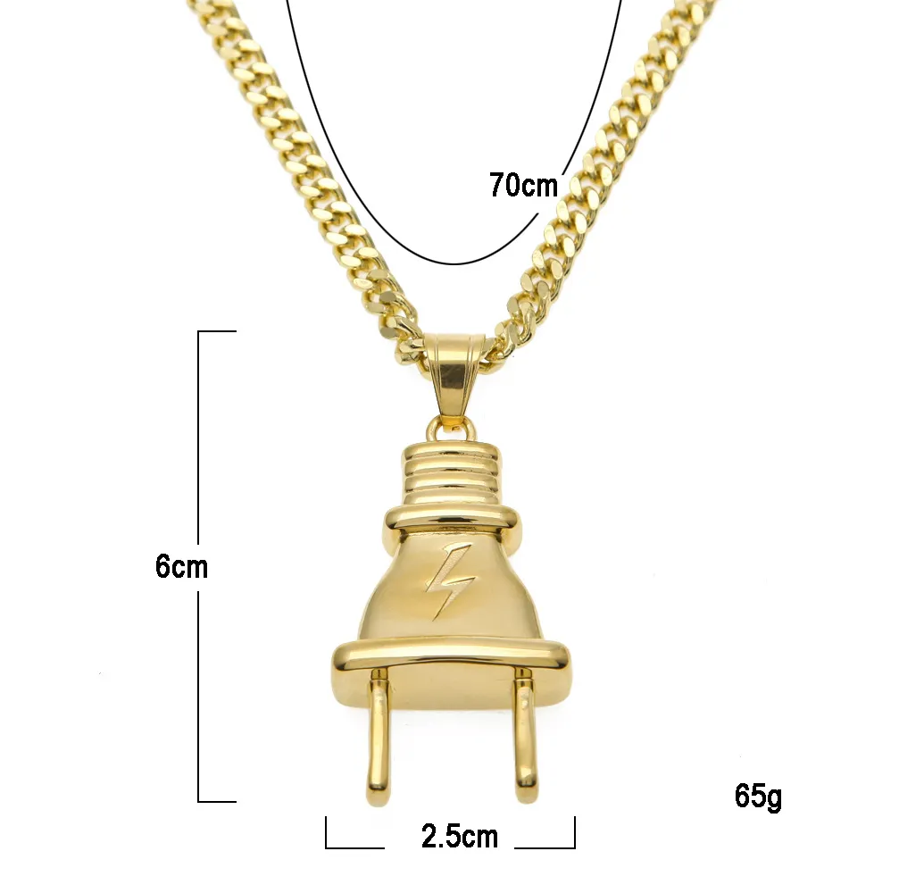 14 -KLK złoty plisowany męski wtyczka oświetlenia Hip Hop Naszyjnik z 70 cm kubańskim łączem biżuteria 294p
