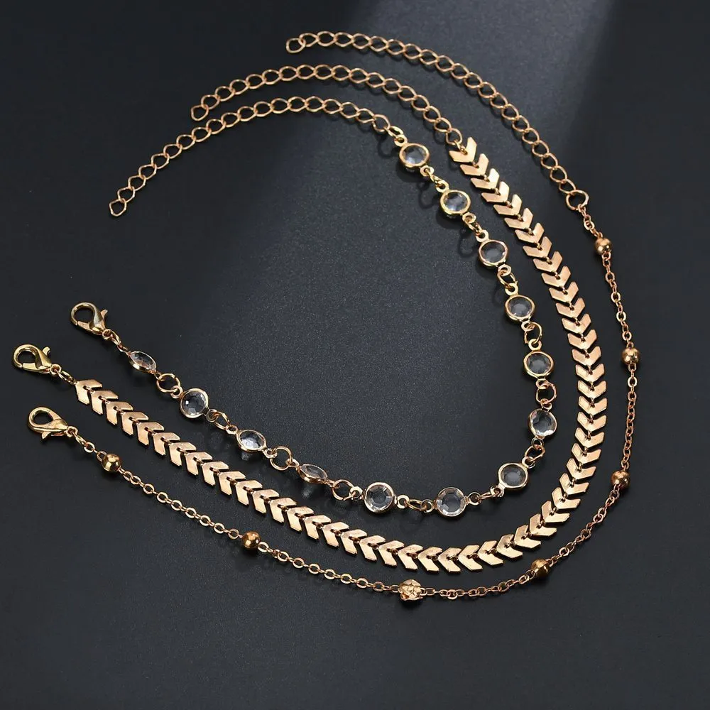 Chaîne de pied à paillettes double puce en cuivre, bijoux de style national, nouvelle collection populaire 7118954