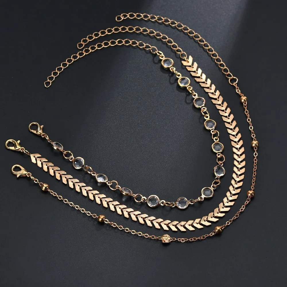 Popular new double copper chip Sequin foot chain national style jewelry9038123