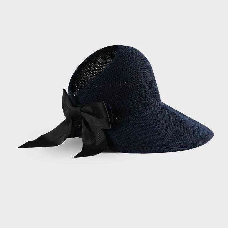 2021 Zomer Bowknot Effen Handgemaakte Strohoed Opvouwbare Sun Hat Outdoor Reizen Hoed voor Meisje En Vrouwen 06 G220311