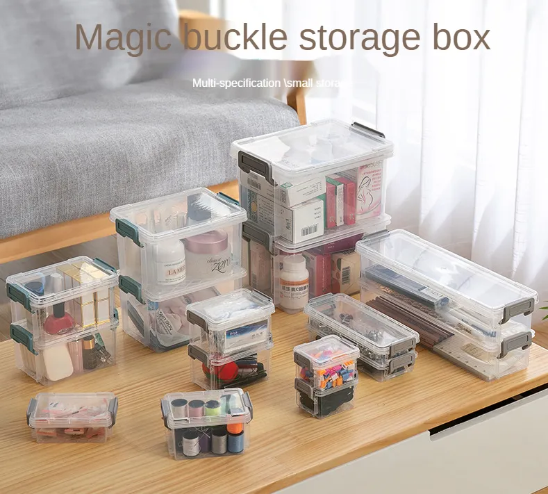 Najlepiej sprzedający wielokrotnego wielokrotnego rozmiaru Desktop Przezroczyste pudełka do przechowywania Zestaw plastikowych pudełek