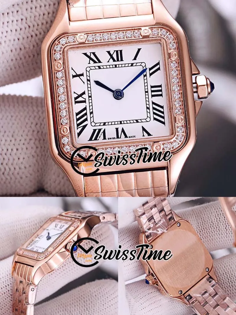 Novo 22mm pantera wjpn0016 relógio feminino de quartzo suíço mostrador branco moldura de diamante 18k pulseira de ouro amarelo moda stca relógios femininos248f