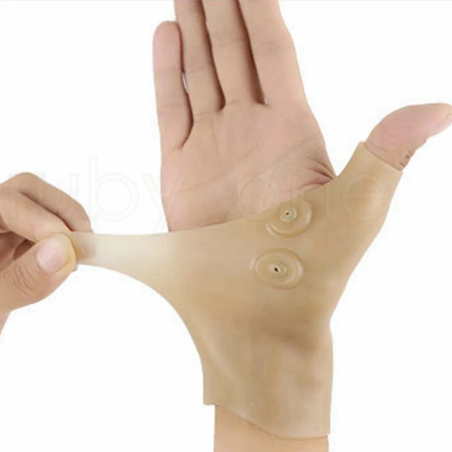 磁気療法の手袋の手首の手持ちの手のサムサポート手袋シリコーンゲルマッサージの痛みの手袋