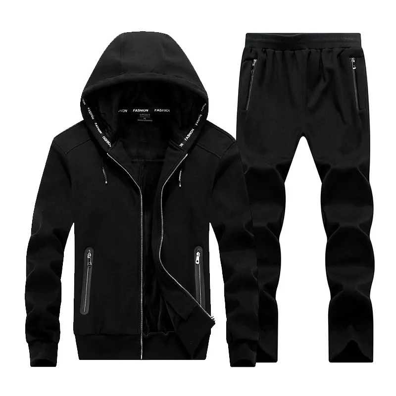 Winter Thick Men Sports Suit Tracksuit Hooded Sportswear Zipper Sweats Suits Hooded Mens Tracksuits Pants Fleece Warm Sets Male LJ201124