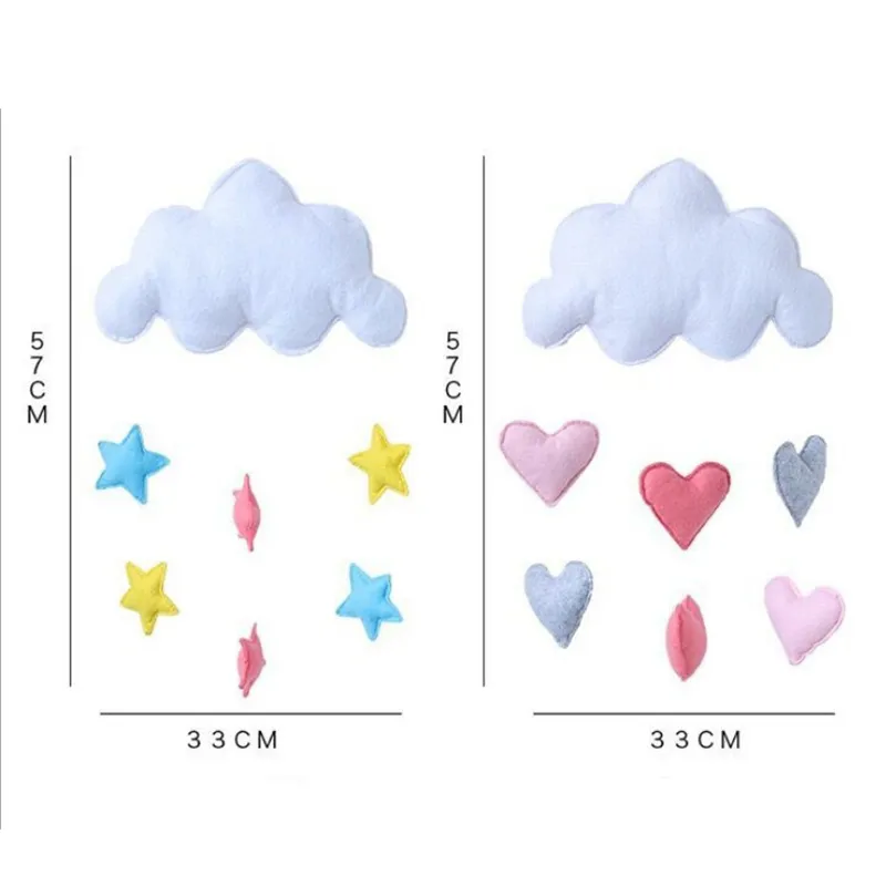 Nuages Wind Chime Baby Bed Bell Chambre d'enfant Décoration Photographie Props Soft Hochets Mobile Poussette Suspendue Jouets pour bébé LJ201113