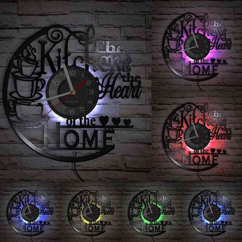 The Kitchen The Heart Of The Home Inspired Record Clock Modern Design Wall Watch Kitchen Decor Noiseless Timepieces 2201047900437