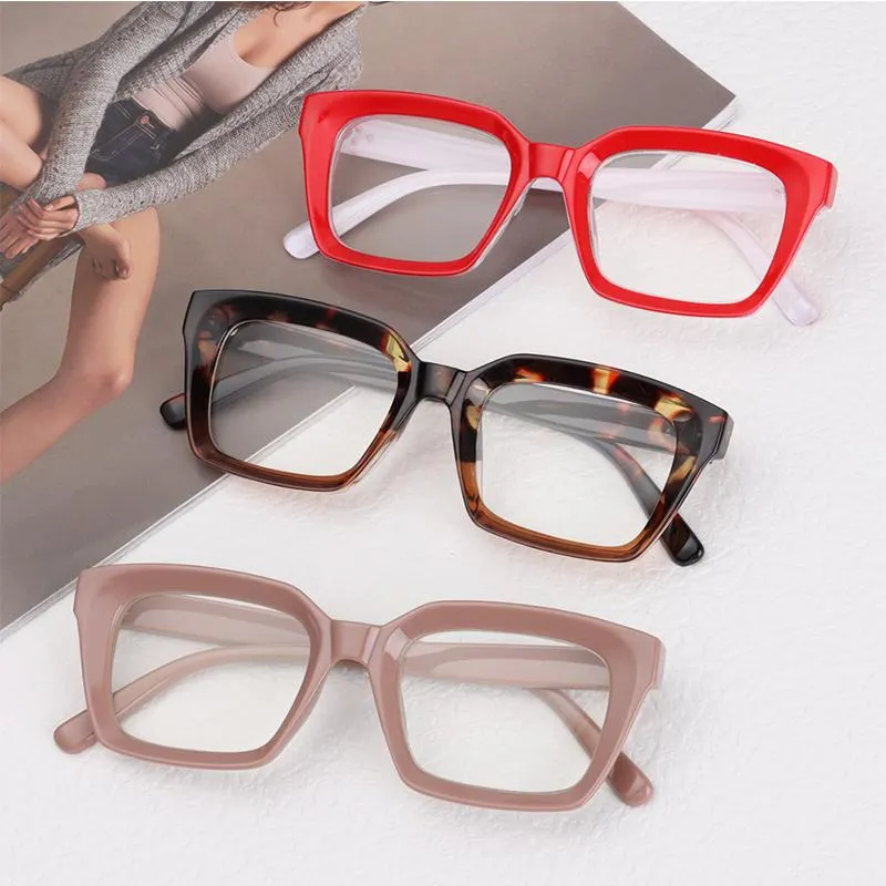 Óculos de sol moda óculos de leitura mulheres prescrição oversized quadrado grande lente óptica feminino óculos na moda lady303c