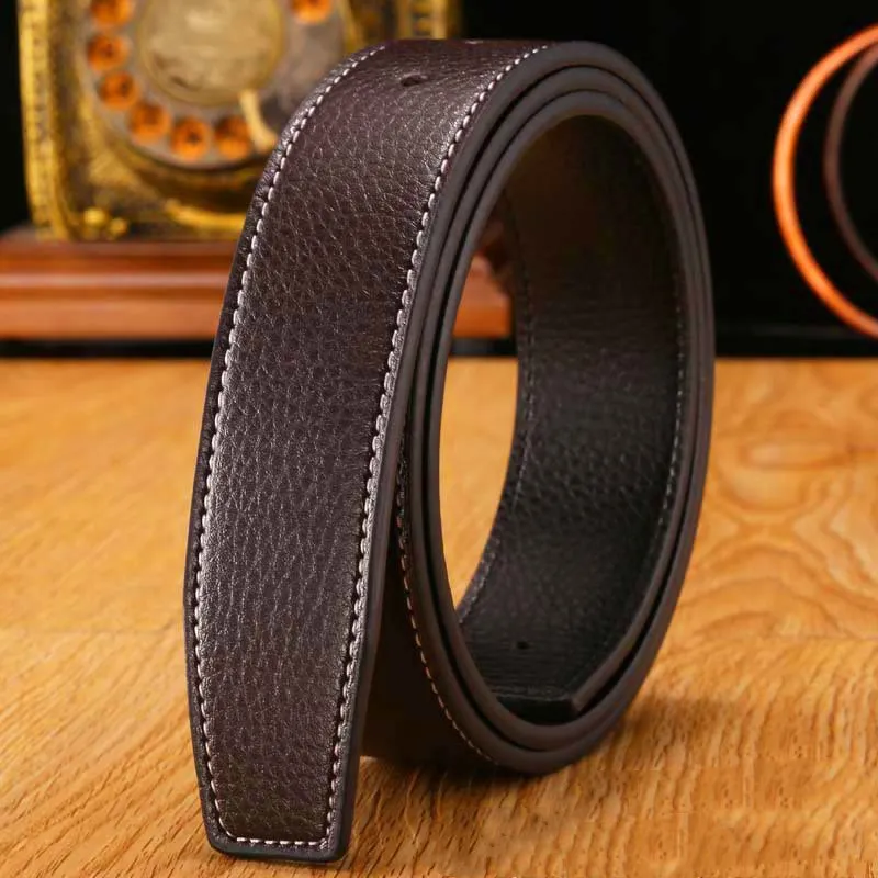 Belts mens womens Belt Black Genuine Leather black Gold Smooth Buckle with orange Gift Bag 35-46284j
