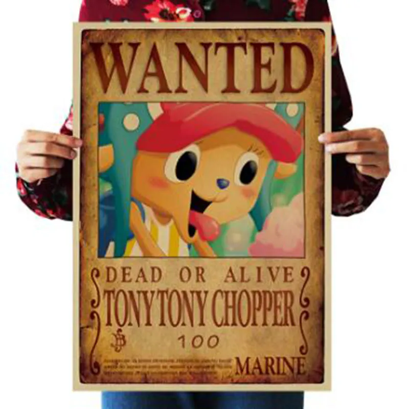 515x36cm家の装飾壁ステッカーヴィンテージペーパーワンピースポスターアニメポスターLuffy Chopper Wanted4225687