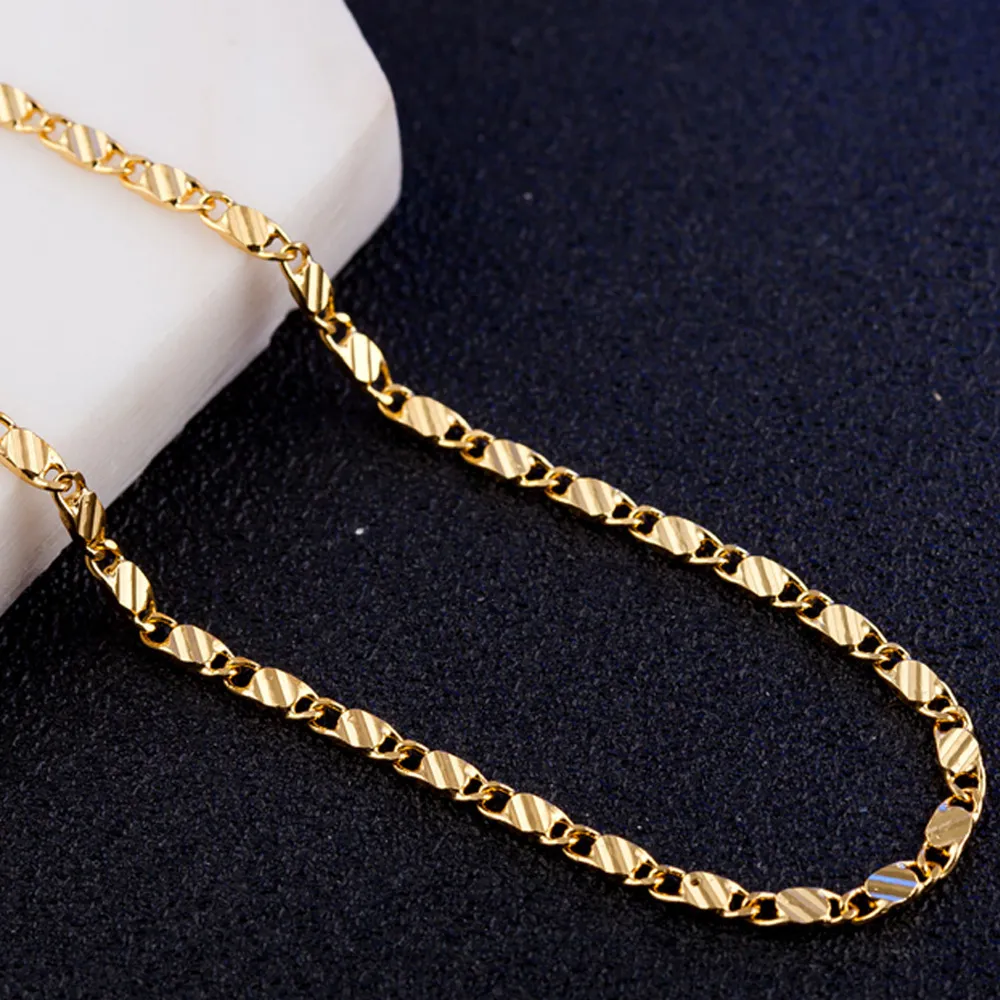 2mm Flache Ketten Mode Luxus Frauen Schmuck 18K Gold Überzogene Halskette Kette Herren 925 Silber Überzogene Ketten Halsketten geschenke DIY Acce2641
