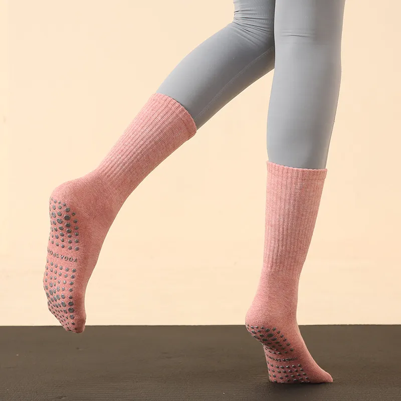 Chaussettes de Yoga longues, Style Pilates, paquet complet, en peluche éponge, paillettes épaisses, nouvelle collection automne et hiver