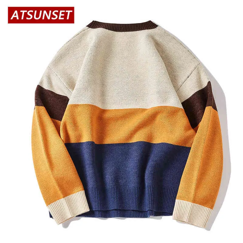 Atsunset Cartoon Cat Demon Brodery Sweater Harajuku Retro Style Sticked tröja Autumn and Winter Cotton Pullover Top 220108