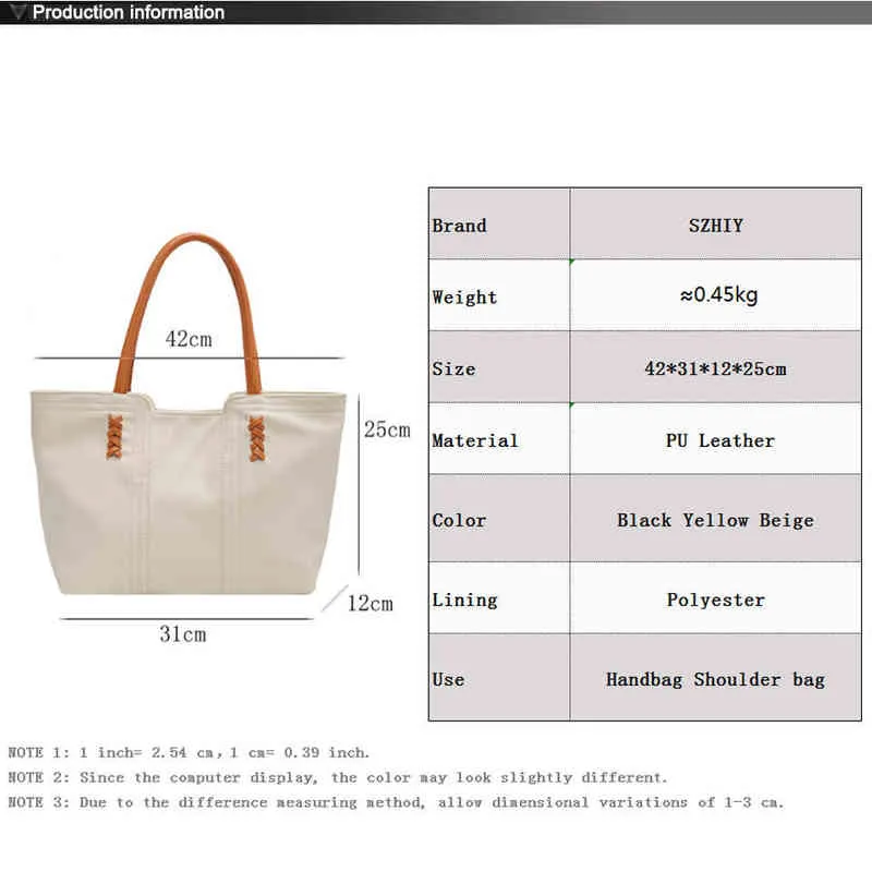 Shoppingväskor Casual Hand för Kvinnor Designer Tote Bag Sac Fourre Tout Femme Bolso Grande Travel Solid Soft Shoulder Classic NEW 220309