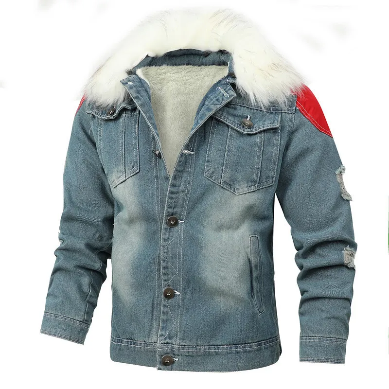 秋の冬のファッションメンジャンジャケットカジュアルプラスベルベットメンズデニムコート厚い暖かい雄のコットンパッドビッグサイズ201105