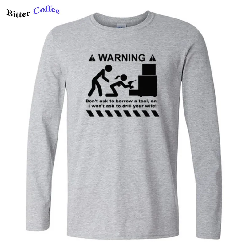 Imprimer Tee Homme Automne Drôle T-shirt 100% Coton Nouveauté À Manches Longues T-shirt Hommes Hipster EU Taille 201202