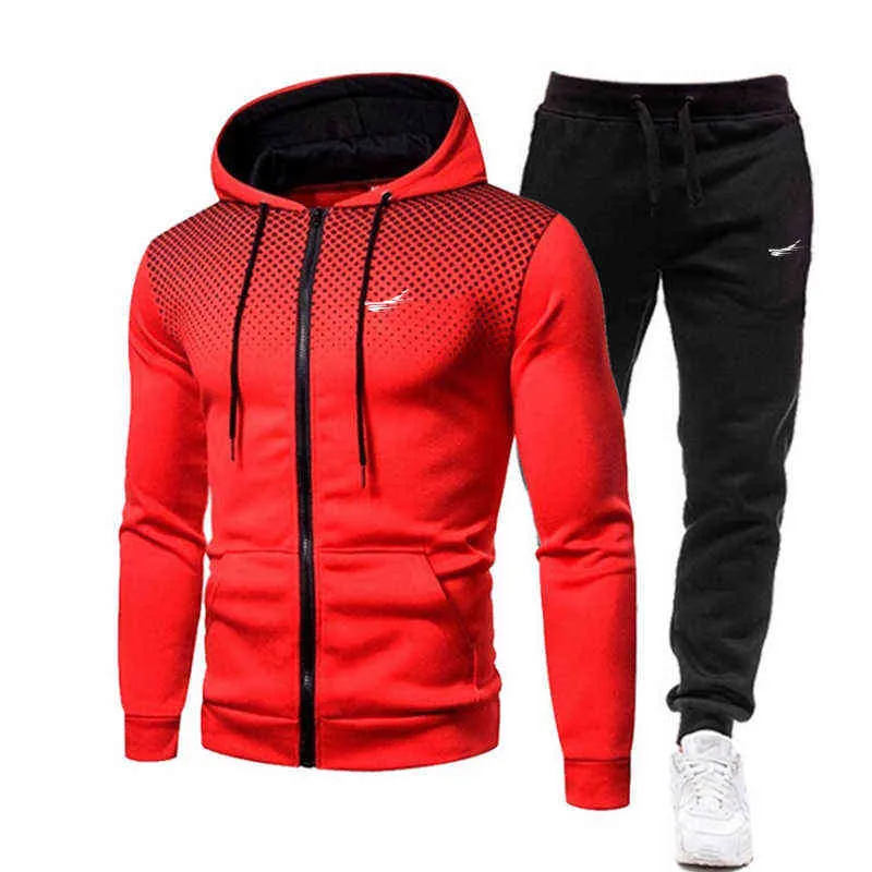 Moda Pamuk Parça Spor Takım Elbise Erkek Eşofman Sonbahar Ve Kış Pantolon Hoodie Kazak İki Jogging Suits 3XL 211222