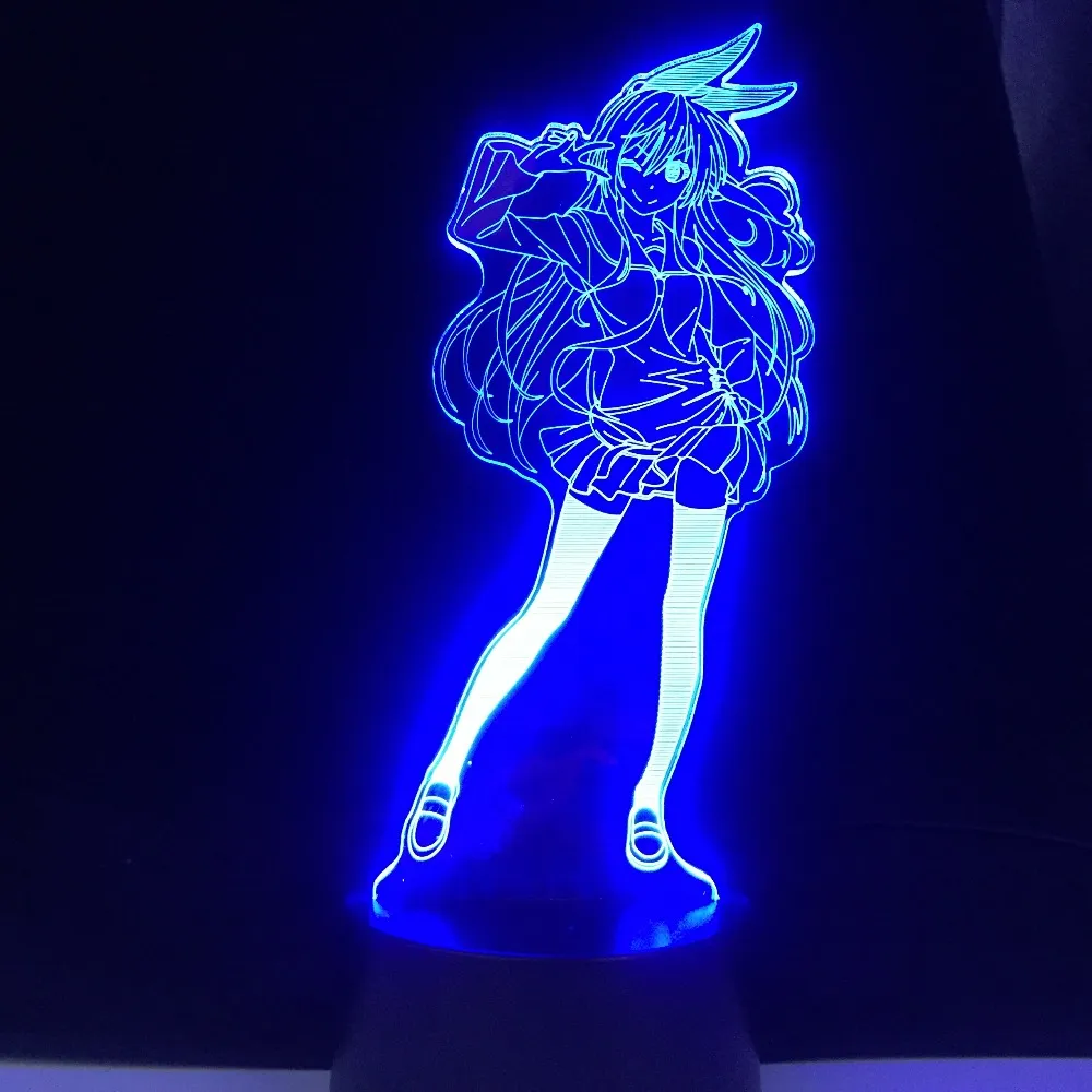Śliczny japoński Waifu 3D Night Light Anime Lampa Yumeko Jabami z Kakegurui Compulsive Gambler Decor USB Drop209v