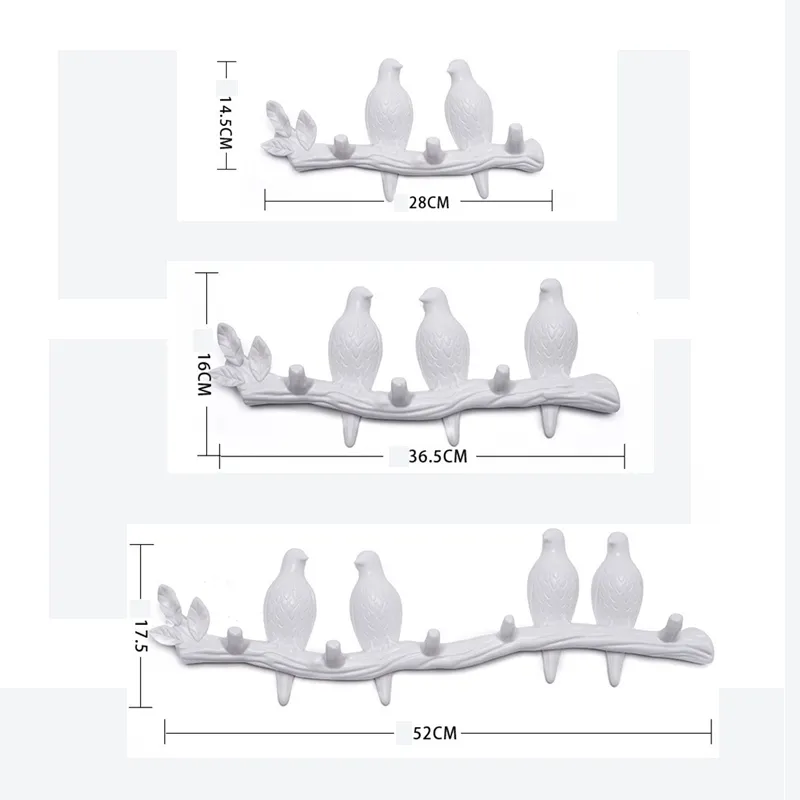 Duvar Kanca Dekoratif Anahtar Tutucu Monte Raf Çanta Ve Çanta Palto Şapka Keys Askı Reçine Kuşlar 220311
