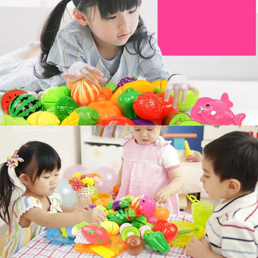 / Enfants Faire semblant Rôle Jouer Maison Jouets En Plastique De Coupe Fruits Légumes Alimentaire Cuisine Bébé Classique Enfants Jouets Éducatifs LJ201009