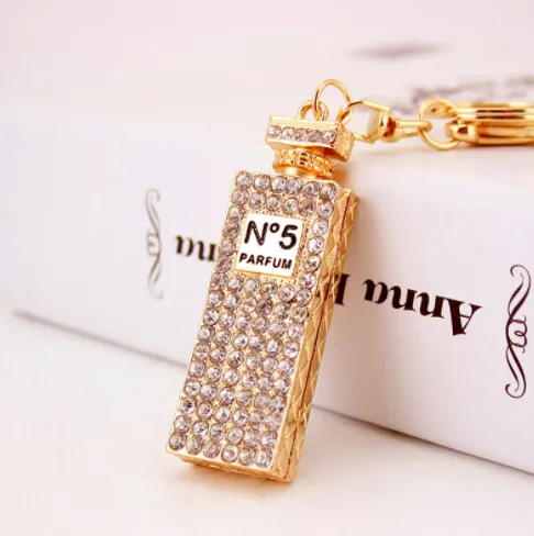 Porte-clés de sac pour femmes, accessoires créatifs en diamant, bouteille de parfum pour femmes, chaîne pendentif en métal, petit cadeau