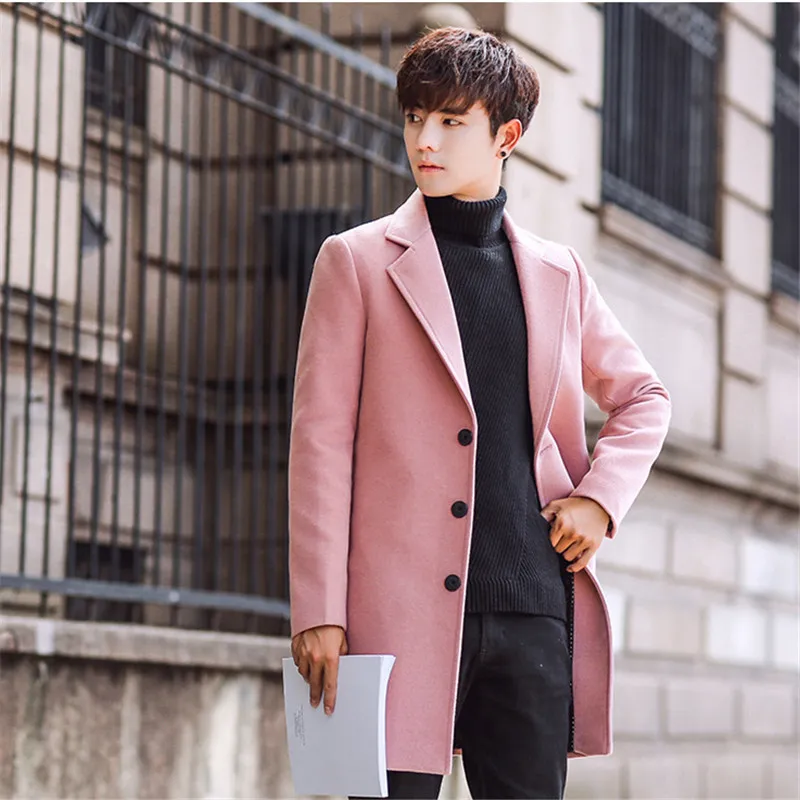 Plus size 2020 Slim estilo coreano de lã homens casacos casacos moda vestido de inverno casaco Mens lj201109