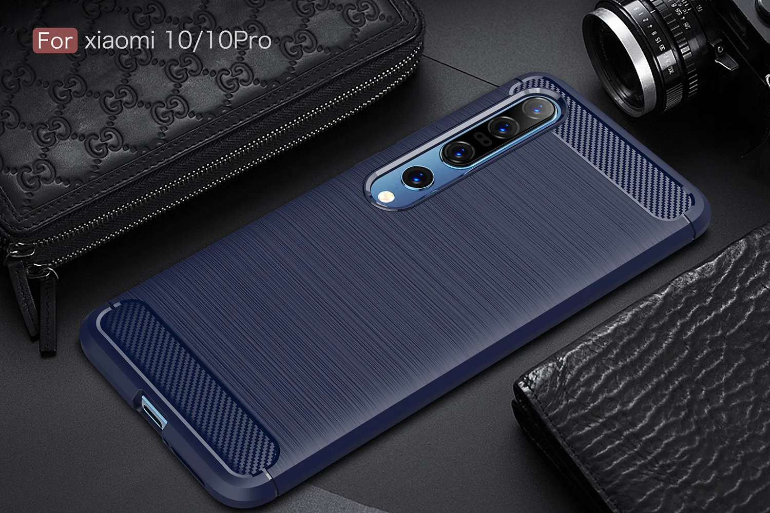 Capa traseira híbrida de fibra de carbono escovado, casos de silicone TPU para Xiaomi Mi 10 Pro, Redmi K20, K30, Nota 9 Pro, 9s, 8t, Anti-Impact