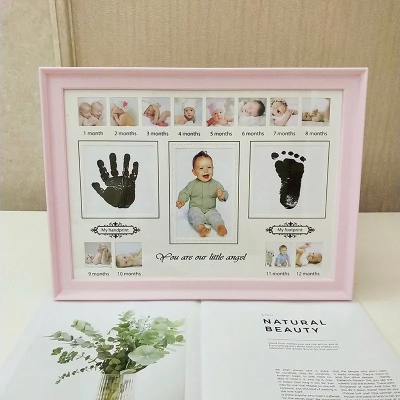 Cadre photo d'empreinte de main de bébé avec tampon d'encre décor de nouveau-né cadeau enfants empreinte main encreur souvenirs 19QF 201211