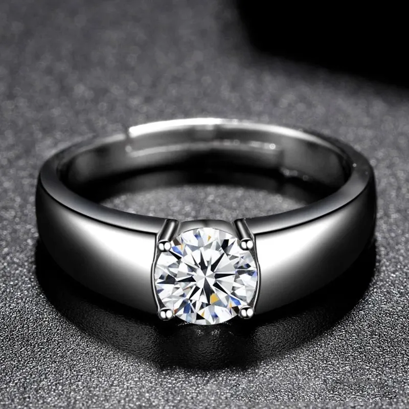 Bague de Couple en argent plaqué platine S925, diamant Moissanite, proposition de mariage, unisexe, mode redimensionnable, bijoux cadeau significatif