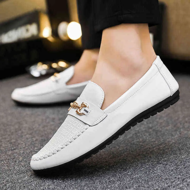 Dress Shoes Qmaigie Mocassin man dress shoes for men lofers leather fashion Men's driving trend Golf Social shoe male 220223