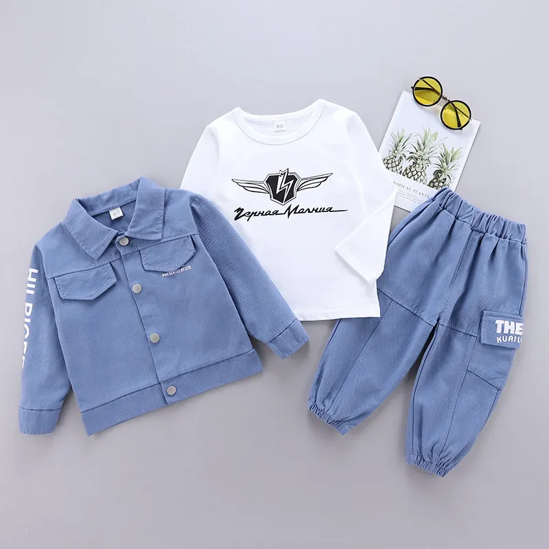 春の秋の子供の服の男の子の女の子ジャケットTシャツパンツ/セットキッズ幼児トラックスーツ幼児