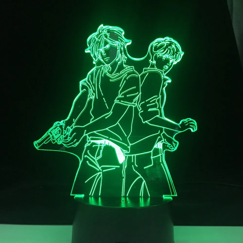 Ash Lynx och Eiji Okumura LED 3D anime lampa banan fisk 3d led 7 färger ljus japansk anime touch fjärrkontroll basbord lampan252a