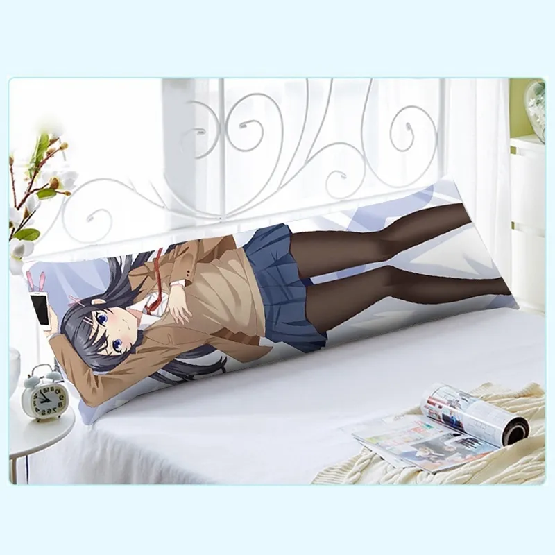 Rascal no sueña con conejita Senpai Seishun Buta Yaro Sakurajima Mai abrazando el cuerpo funda de almohada Dakimakura funda de almohada 2274r