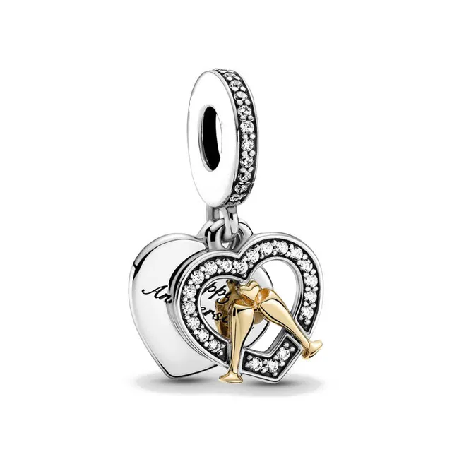 Bracelet à breloques en argent Sterling 925, perles délicates, mère et fille, breloque en forme de cœur, bijoux à la mode, cadeau d'anniversaire de luxe, 3741454