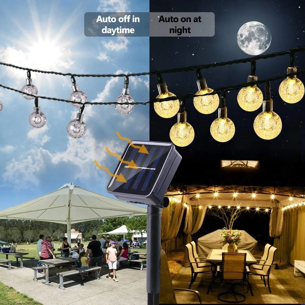 Waterproof Solar LED Light String Outdoor Crystal Ball 20/50/100LEDs Fairy Light Garden Fence Patio Christmas Lights Decoration 201127