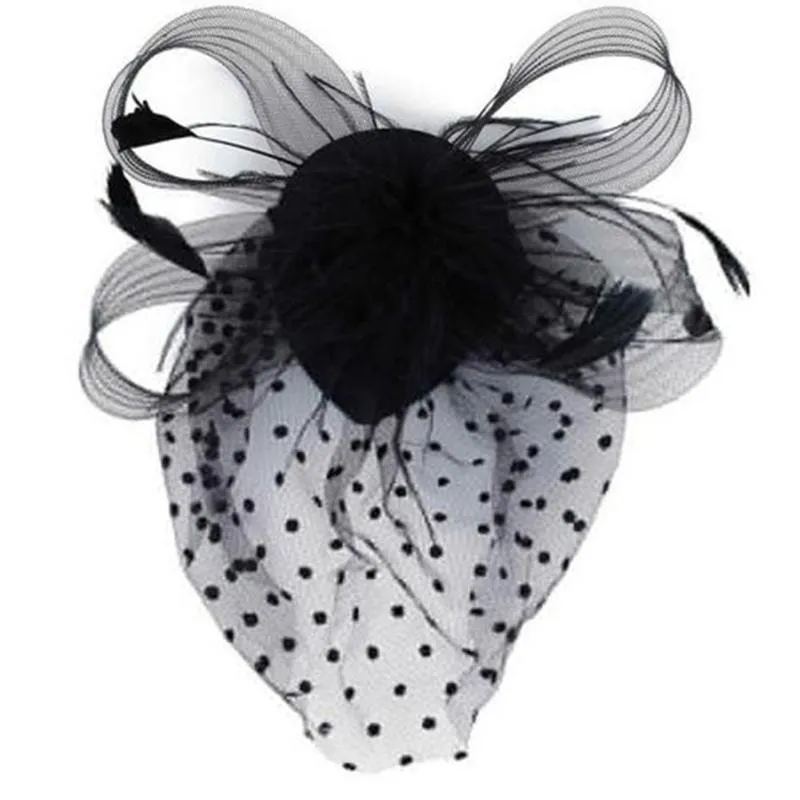 New style Party Fascinator Hair Accessory Feather Clip Hat Flower Lady Veil Wedding Decor1273J