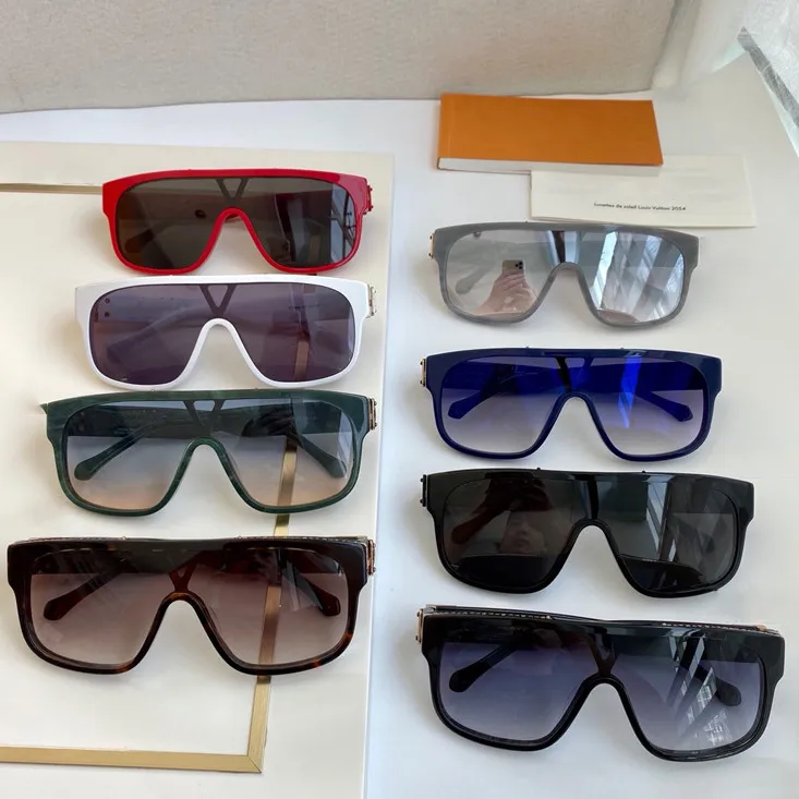 1258 Nouvelles lunettes de soleil de la mode avec protection UV pour hommes et femmes Vintage Square Frame One-Piece Popular Top Quality Come With269y