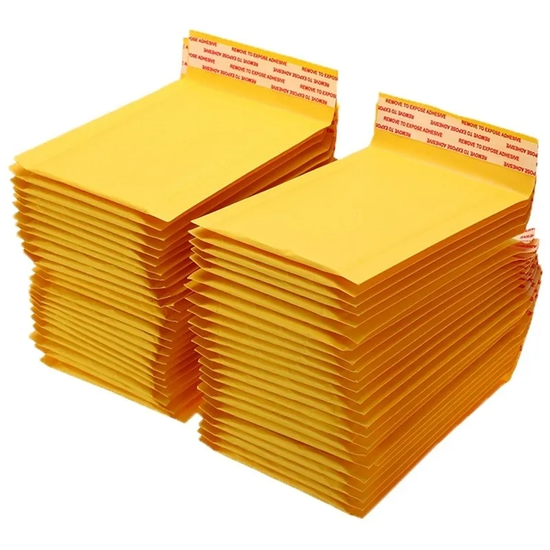 100 Pz / lotto Buste di carta Kraft addensate Buste Buste imbottite Buste imbottite con buste postali a bolle Forniture aziendali 12X18Cm Y200709